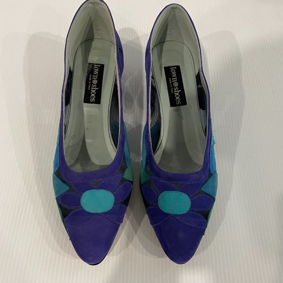 Town Shoes Womens Blue Laguna Size 8/38 Heels Gently Used - Picture 2 of 5